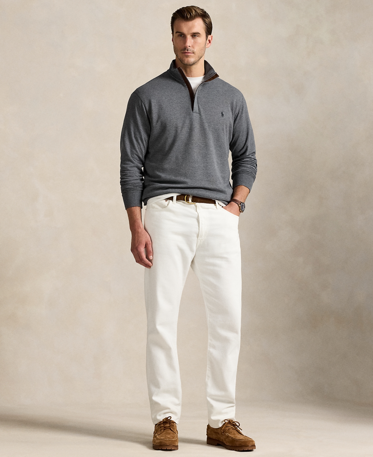Polo Ralph Lauren Men's Big & Tall Luxury Jersey Quarter-Zip Pullover