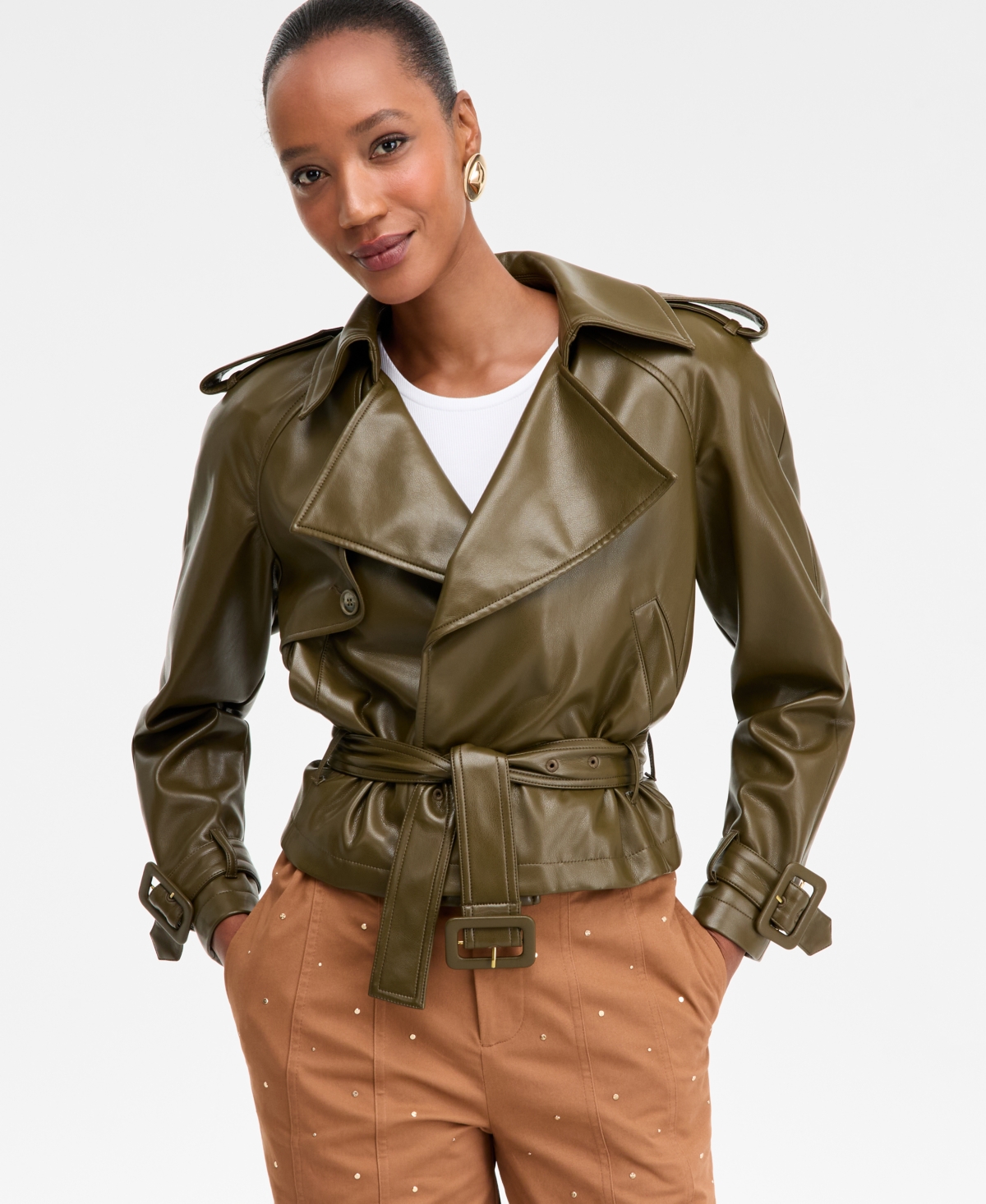 Inc International Concepts Women's Faux-leather Biker Jacket, Macy's Exclusive In Green