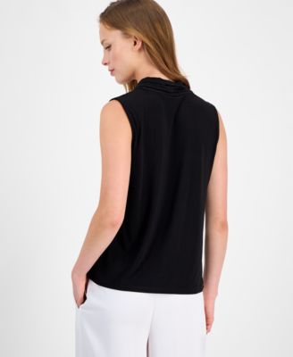 Petite Pleated V-Neck Top