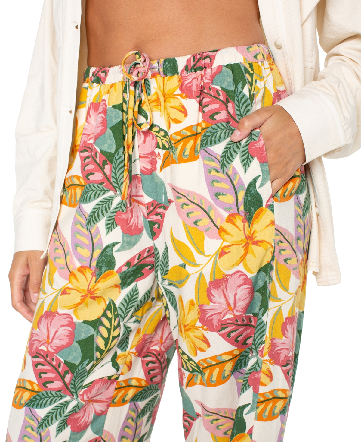 Roxy Juniors' So Precious Floral Drawstring-waist Pants In Multi