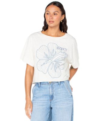 Roxy - Juniors' Stitched Bloom Cropped Cotton T-Shirt