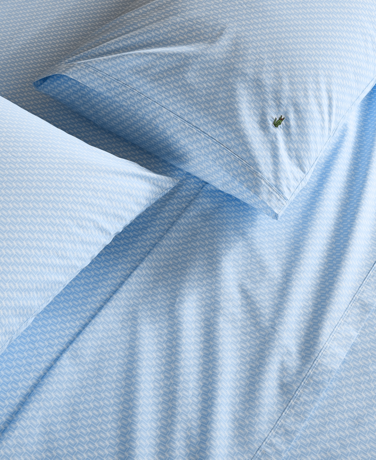 Lacoste Mini Geo Logo 200-thread Count Cotton 3-pc. Sheet Set, Twin In Blue