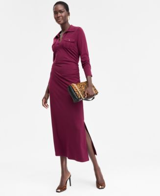 off shoulder long puff sleeve dress Satin Off-Shoulder Gown with Long Puff Sleeves – Sweetheart Neckline F –  smcfashion.com