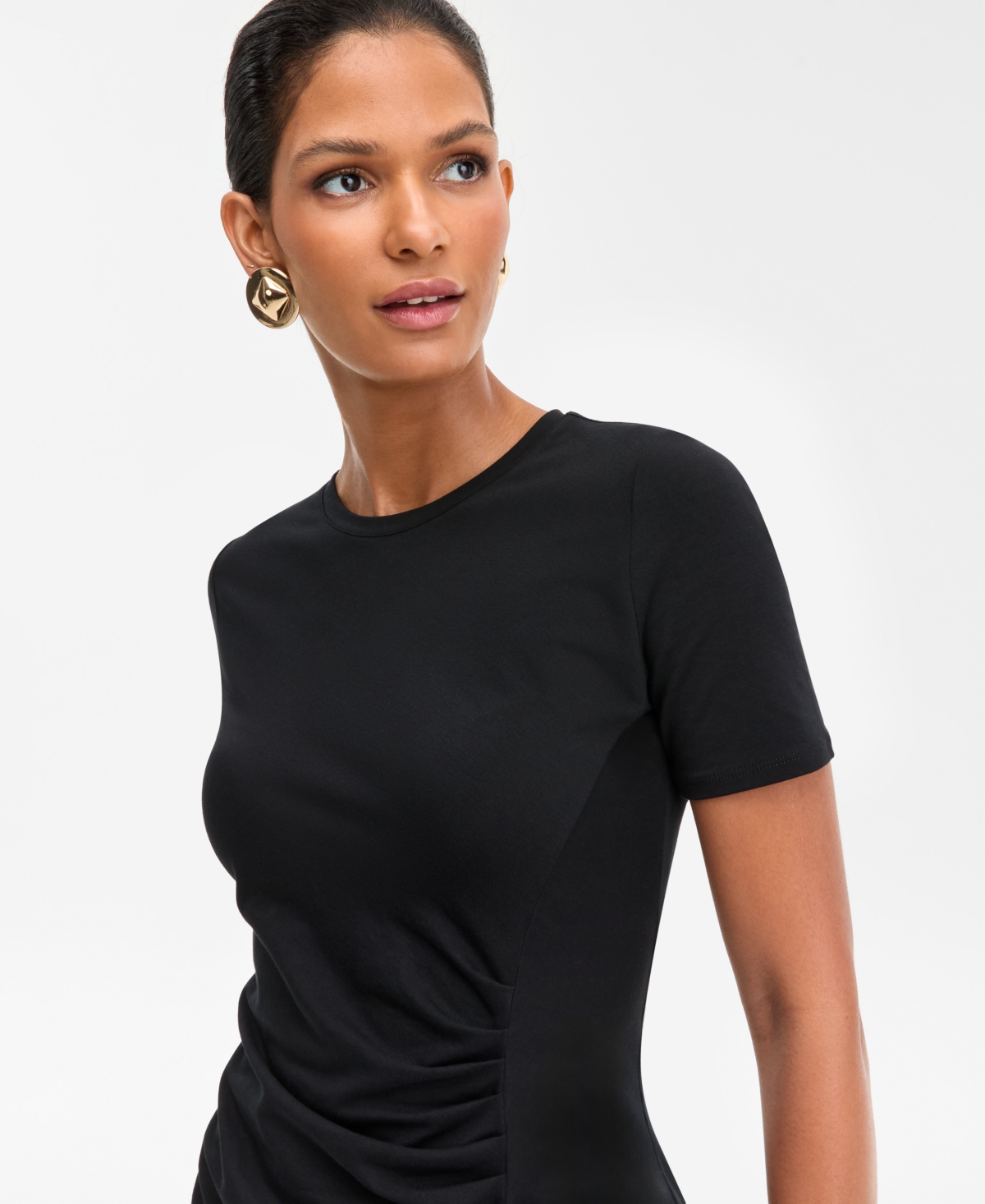Inc International Concepts Women's Tie-front Shirt Dress, Exclusively At Macy's In Black