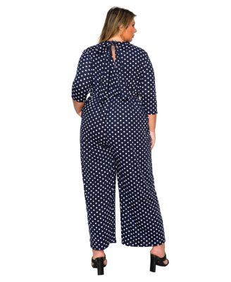 Plus Size Lunette Dot Wide Leg Jumpsuit
