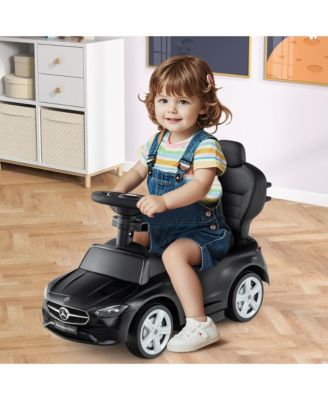 Toddler 3-in-1 Push Car w/Adjustable Canopy Under Seat Storage Realistic Sounds