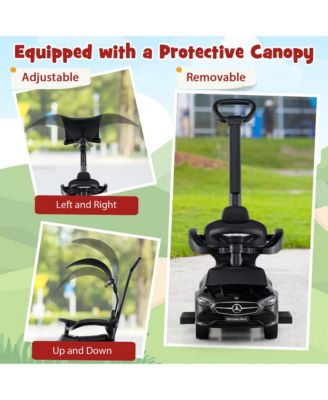 Toddler 3-in-1 Push Car w/Adjustable Canopy Under Seat Storage Realistic Sounds