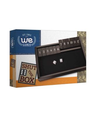 12 Number Shut the Box Board Game, Black Stained Wood, 13.5 in.