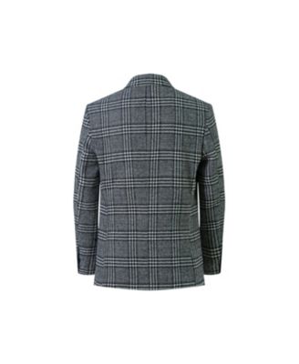 Toddler Grey Slim Fit Windowpane Blazers Sports Coat Jacket