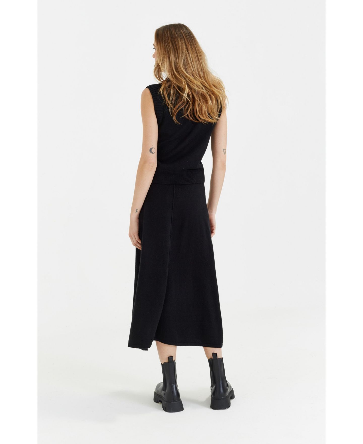 Женская юбка Chinti & Parker Wool Cashmere Midi, цвет: Чёрный — фото 4