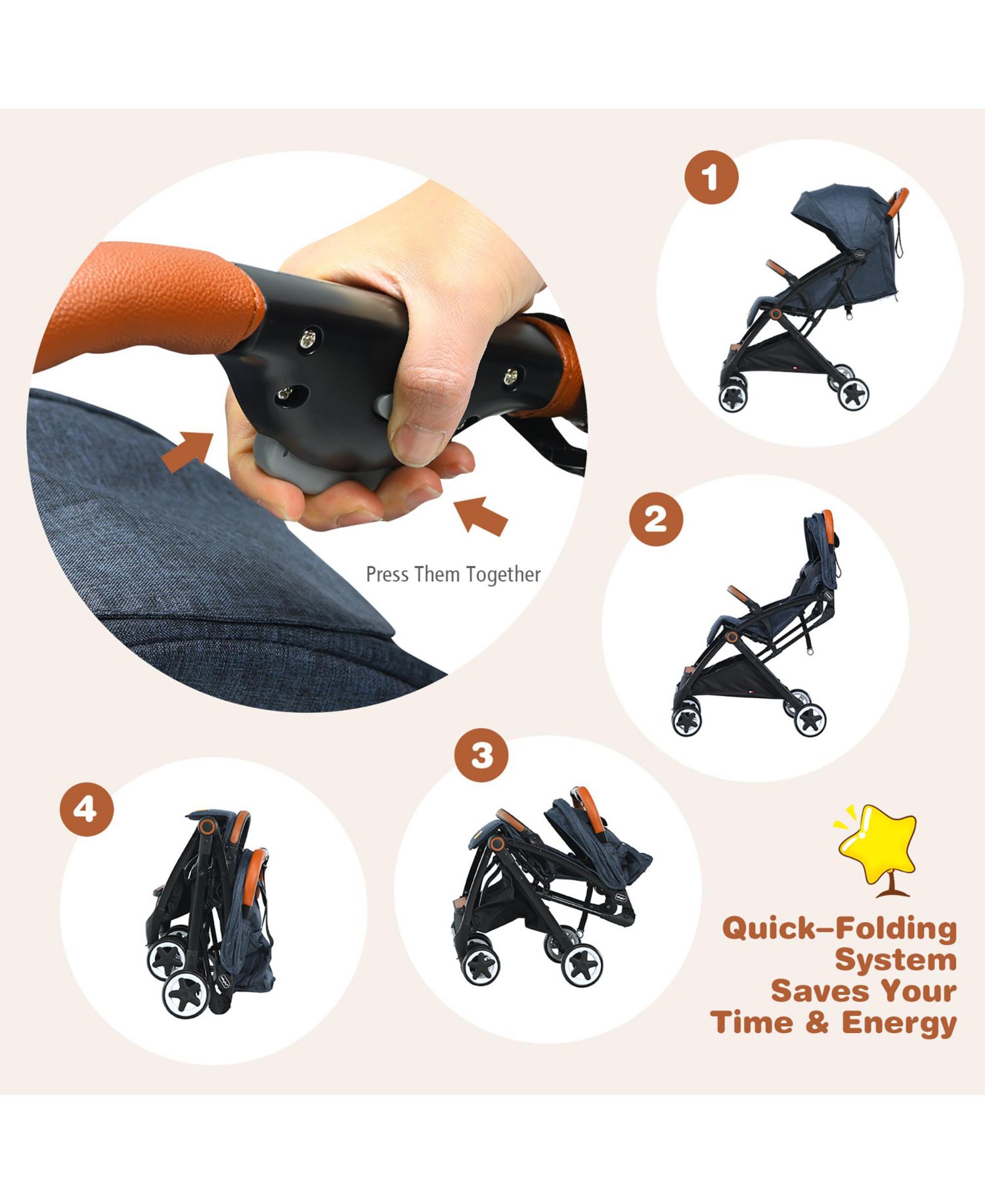 Lightweight Baby Stroller Aluminium Frame for Home Office Use