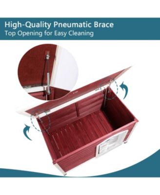 Medium Wooden Dog House Waterproof Elevated Red