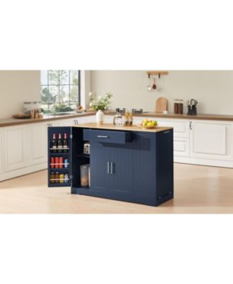 53"W Spice Rack, Drawer, Tilt-Out Trash Bin, Adjustable Shelves Kitchen Island