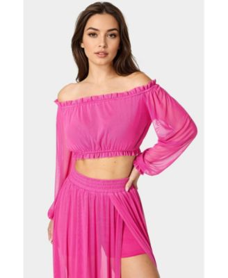 Women's High Slit Two Piece Mesh Dress