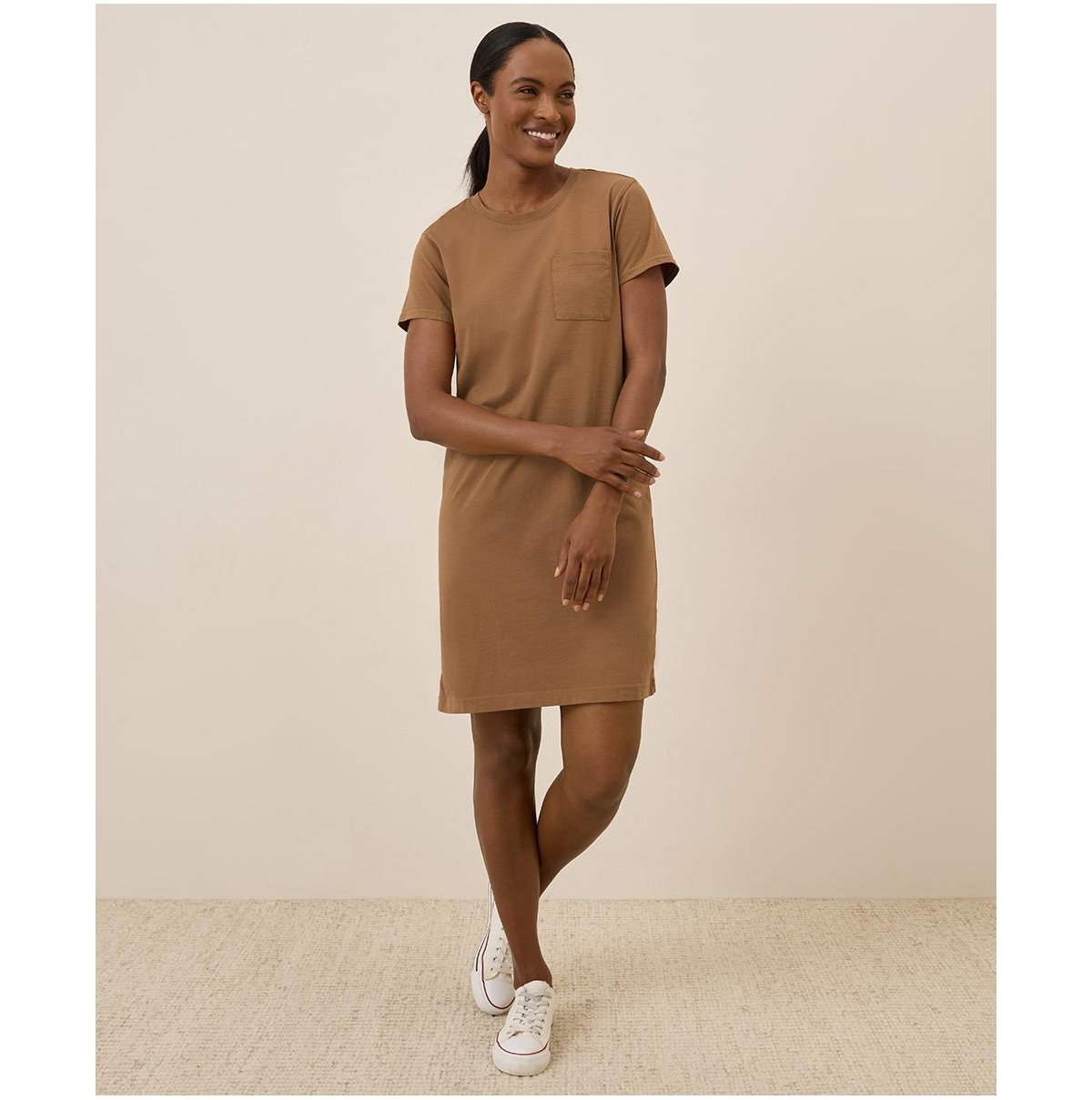 Women's Organic Cotton Softspun Tee Dress - Brown sugar