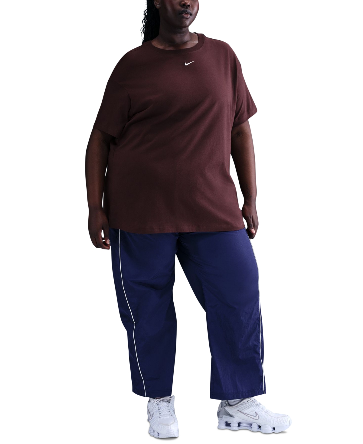 Nike Plus Size Active Sportswear Essential Women's Logo T-shirt In Burgundy