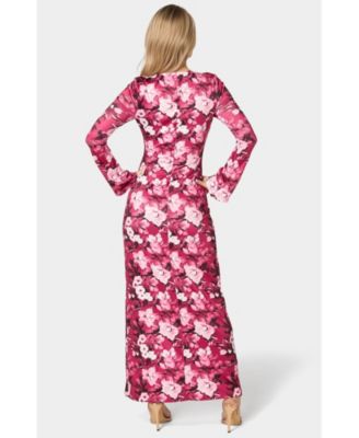 Women's Long Sleeve Keyhole Maxi Dress