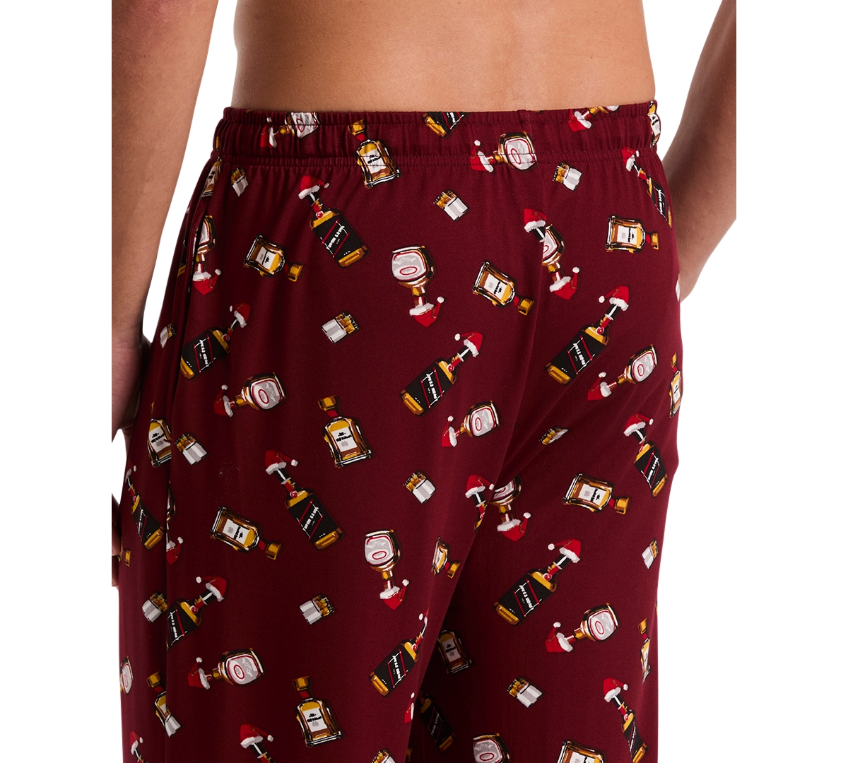 Perry Ellis Portfolio Men's Deluxe Touch Cocktail-print Pajama Pants In Burgundy