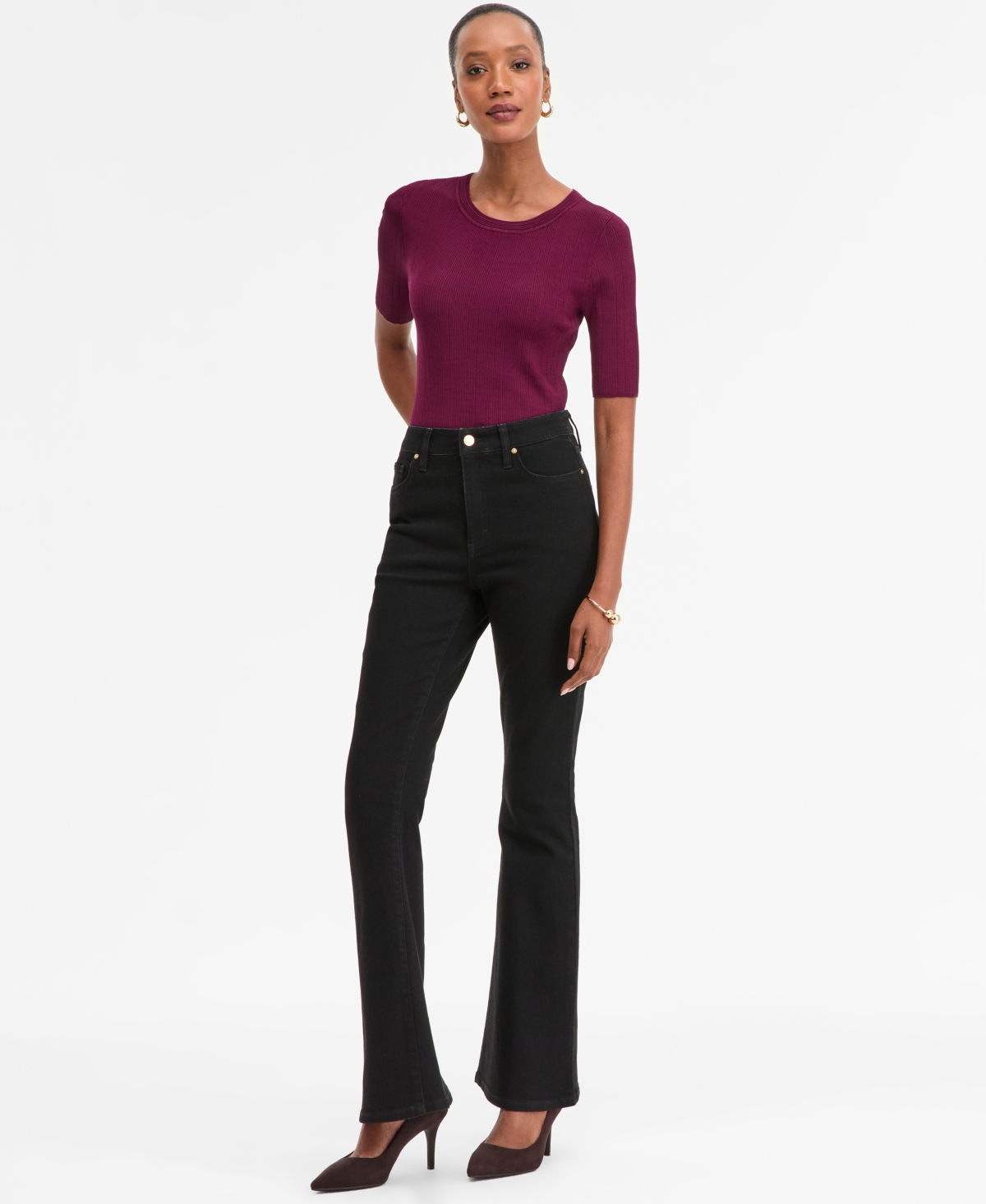 Inc International Concepts Women's High-rise Bootcut Jeans, Macy's Exclusive In Black