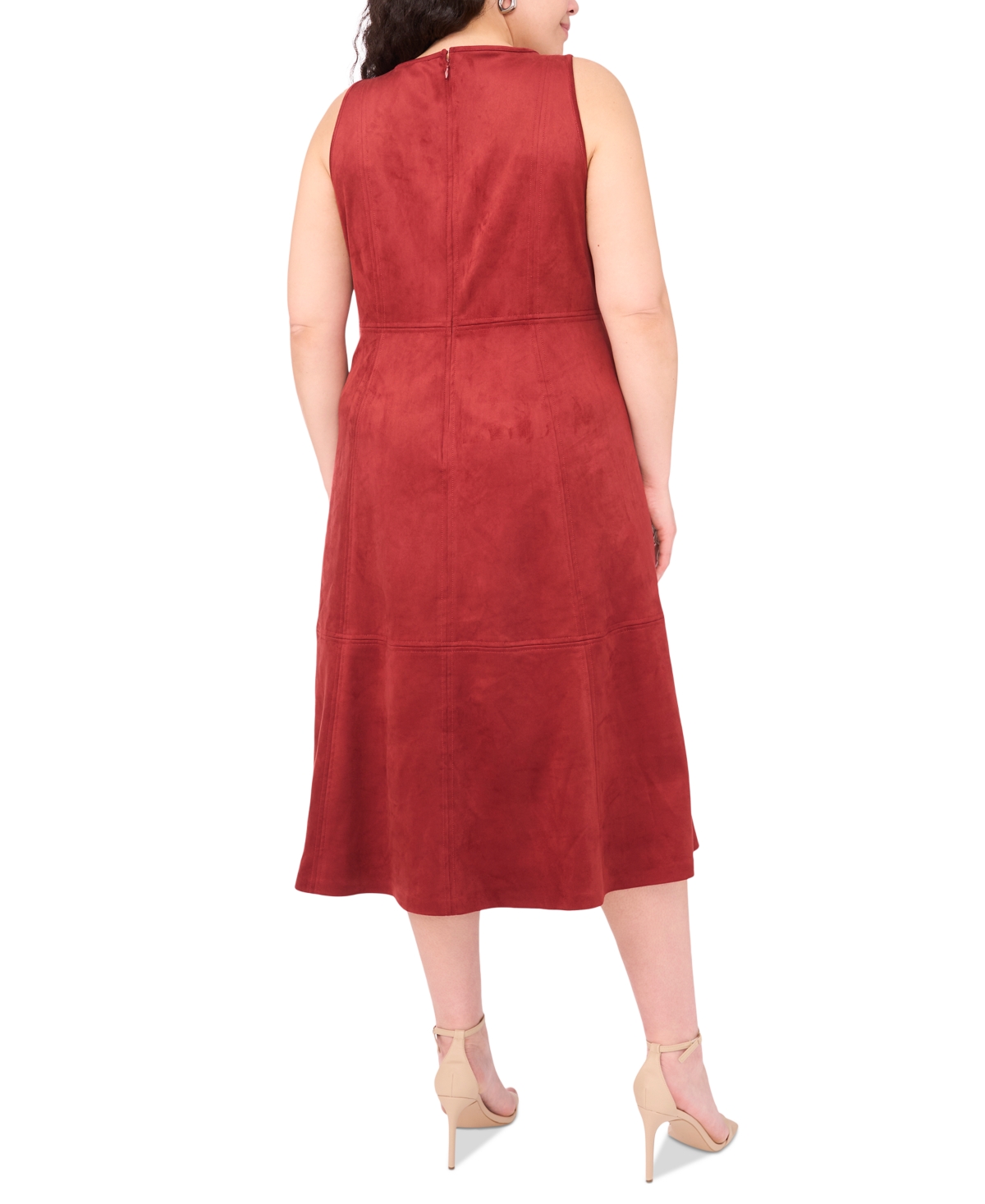 Vince Camuto Plus Size Sleeveless V-neck Midi Dress In Red
