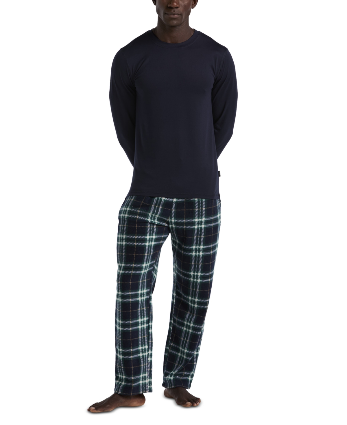 Perry Ellis Portfolio Men's Buffalo Plaid Cotton Pajama Set In Black