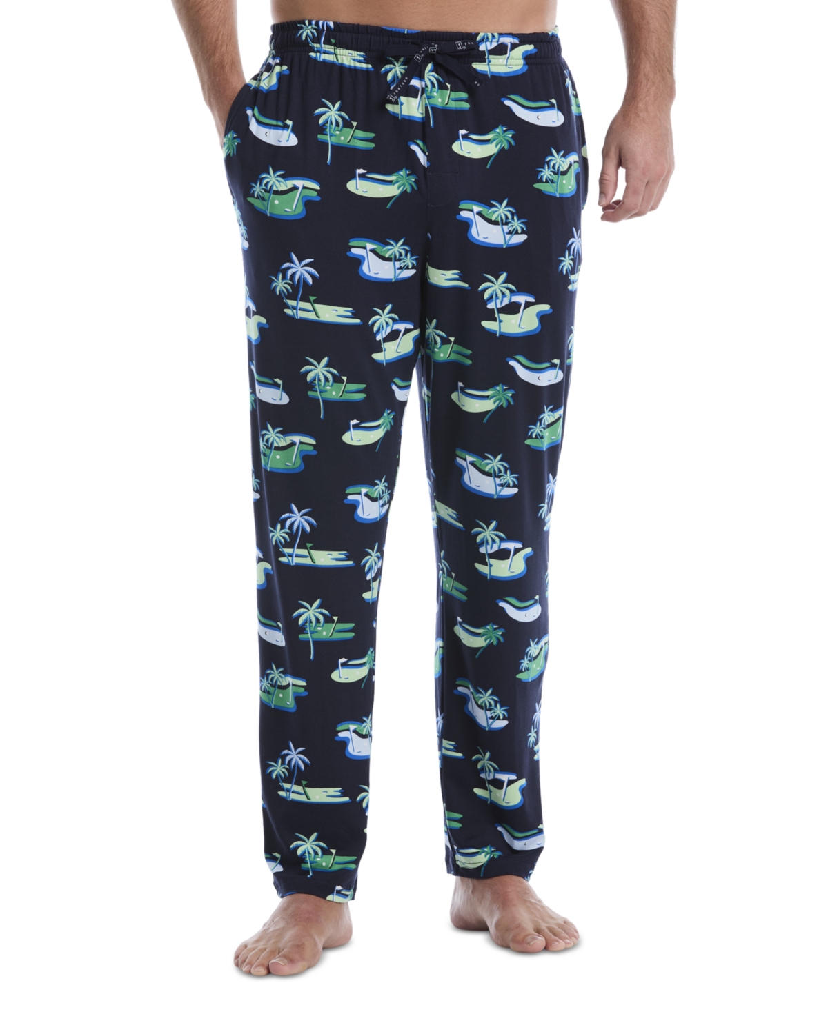 Perry Ellis Portfolio Men's Soft Touch Beach Course Golf Pajama Set In Green