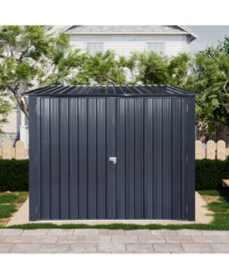 Steel Outdoor Storage Shed For Bicycle with Slope Roof and 4 Bike Tracks