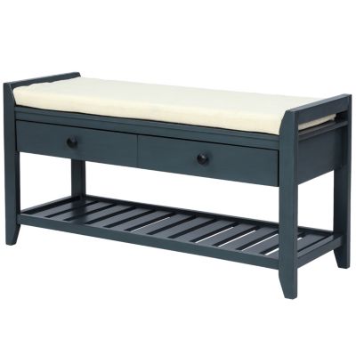 Storage Bench Shoe Rack with Cushioned Seat and Drawers