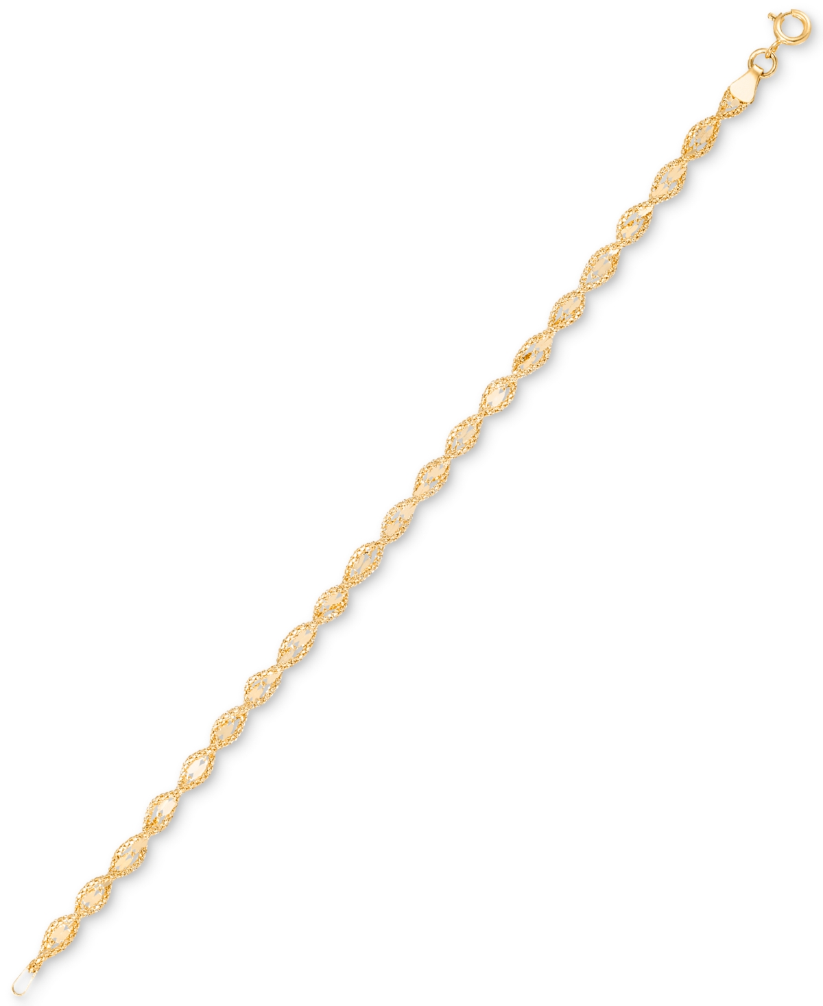 Macy's Twist Style Textured Rope Mirror Chain Link Bracelet In 10k Gold In Yellow