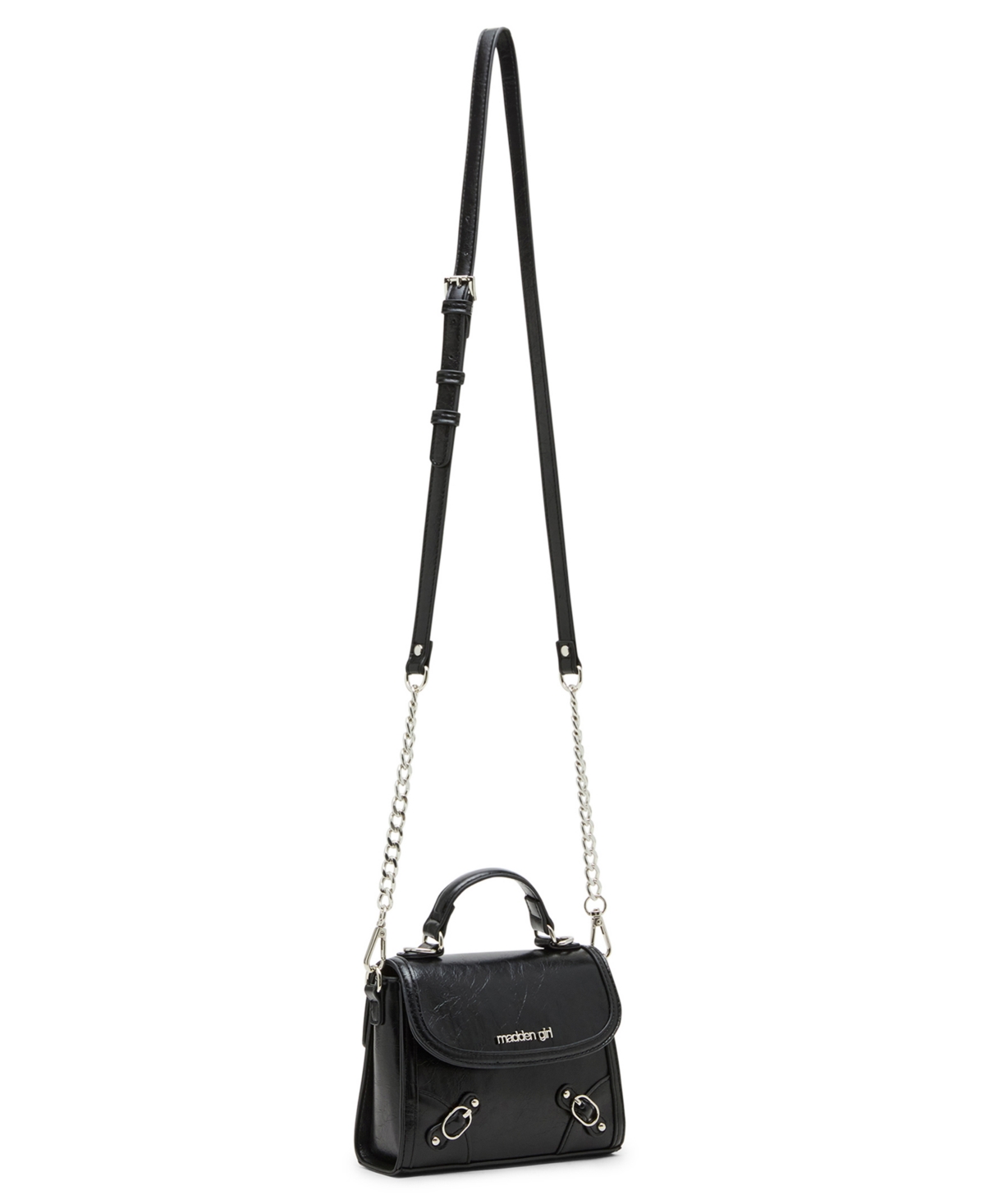 Madden Girl Lilithc Crinkle Top Handle Satchel Bag In Black