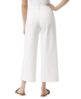 Women's Shape Effect Tummy Sculpt Patch-Pocket Cropped Wide-Leg Jeans