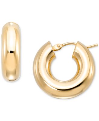 Polished Chunky Tube Extra Small Huggie Hoop Earrings in 10k Gold, 0.31"