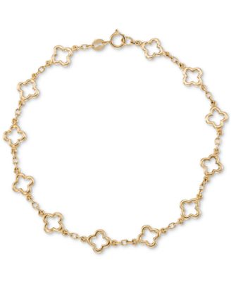 Macy's - Polished Openwork Clover Link Chain Bracelet in 10k Gold