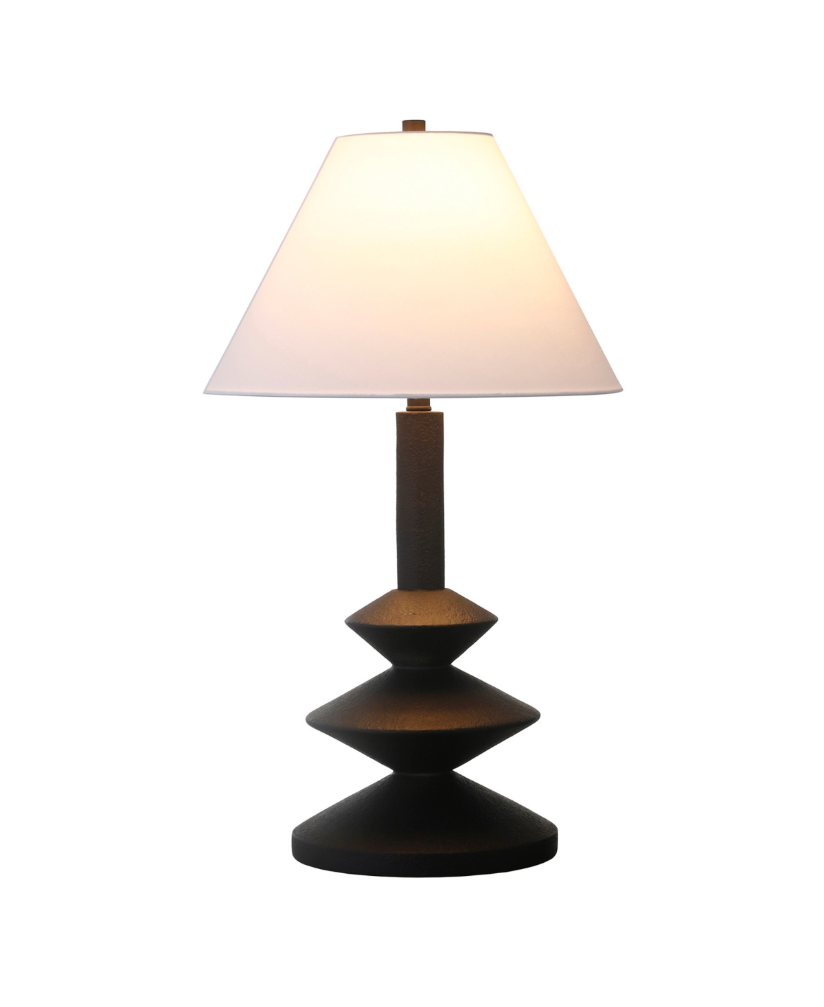 Hudson & Canal Abilene 28" Resin Triple Gourd Lamp With Fabric Shade In Black