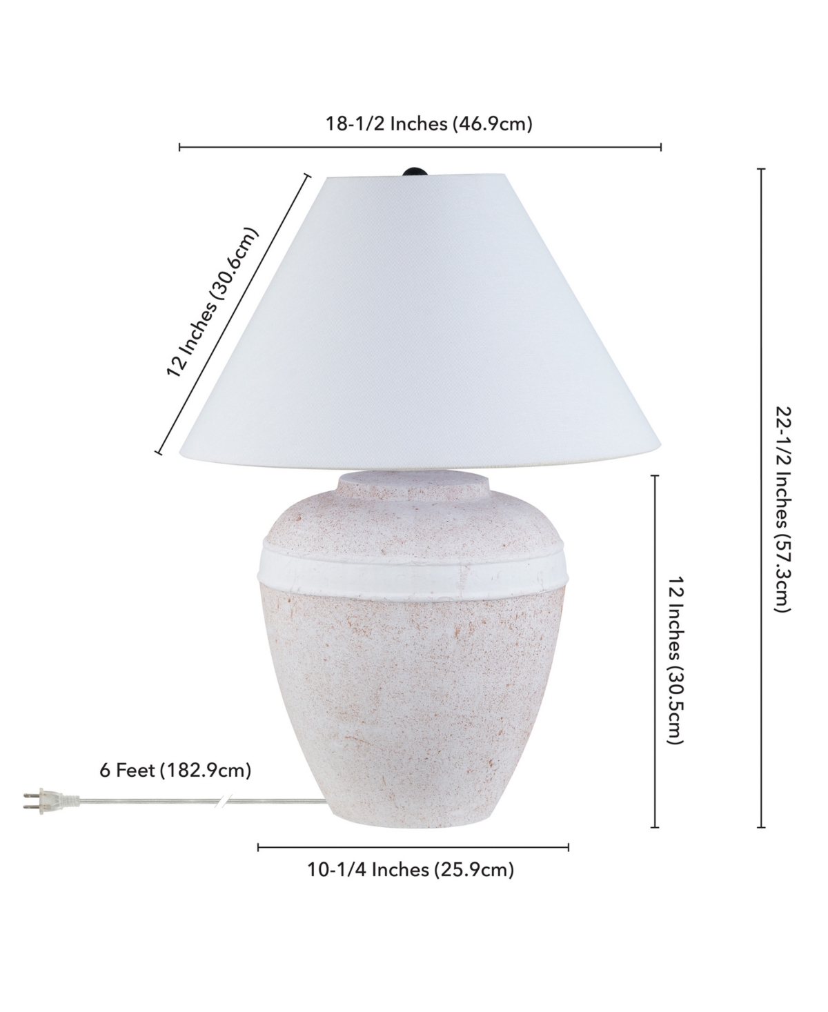 Hudson & Canal Chiara 22.5" Ceramic Table Lamp With Fabric Shade In White