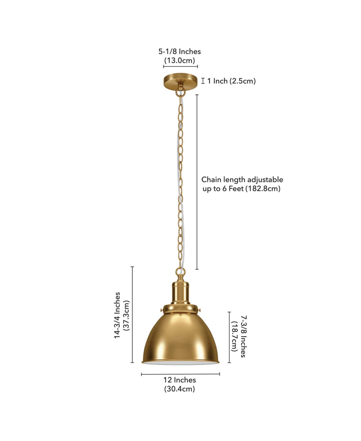 Hudson & Canal Elodie 12" Metal Pendant With Metal Shade In Gold