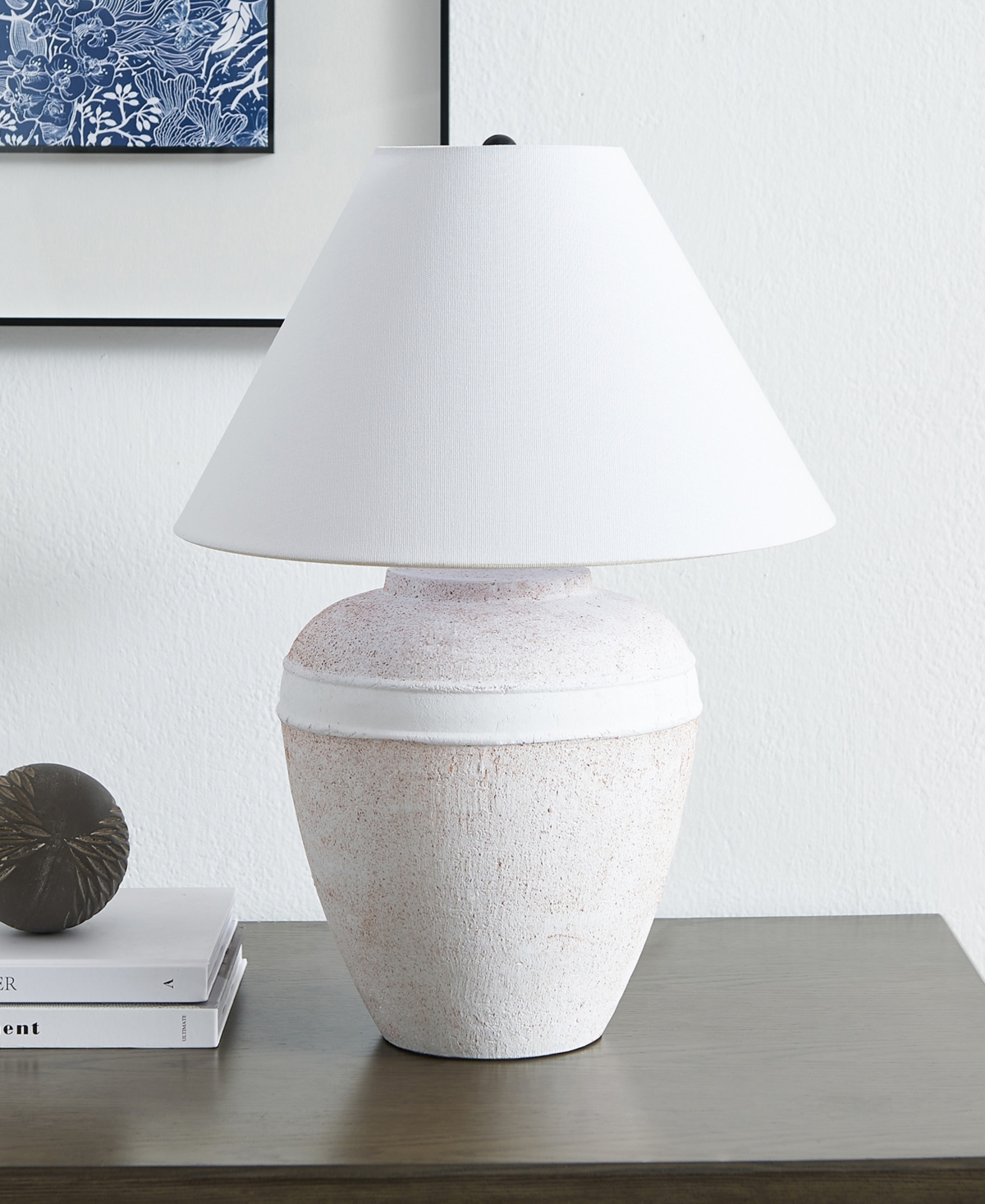 Hudson & Canal Chiara 22.5" Ceramic Table Lamp With Fabric Shade In White