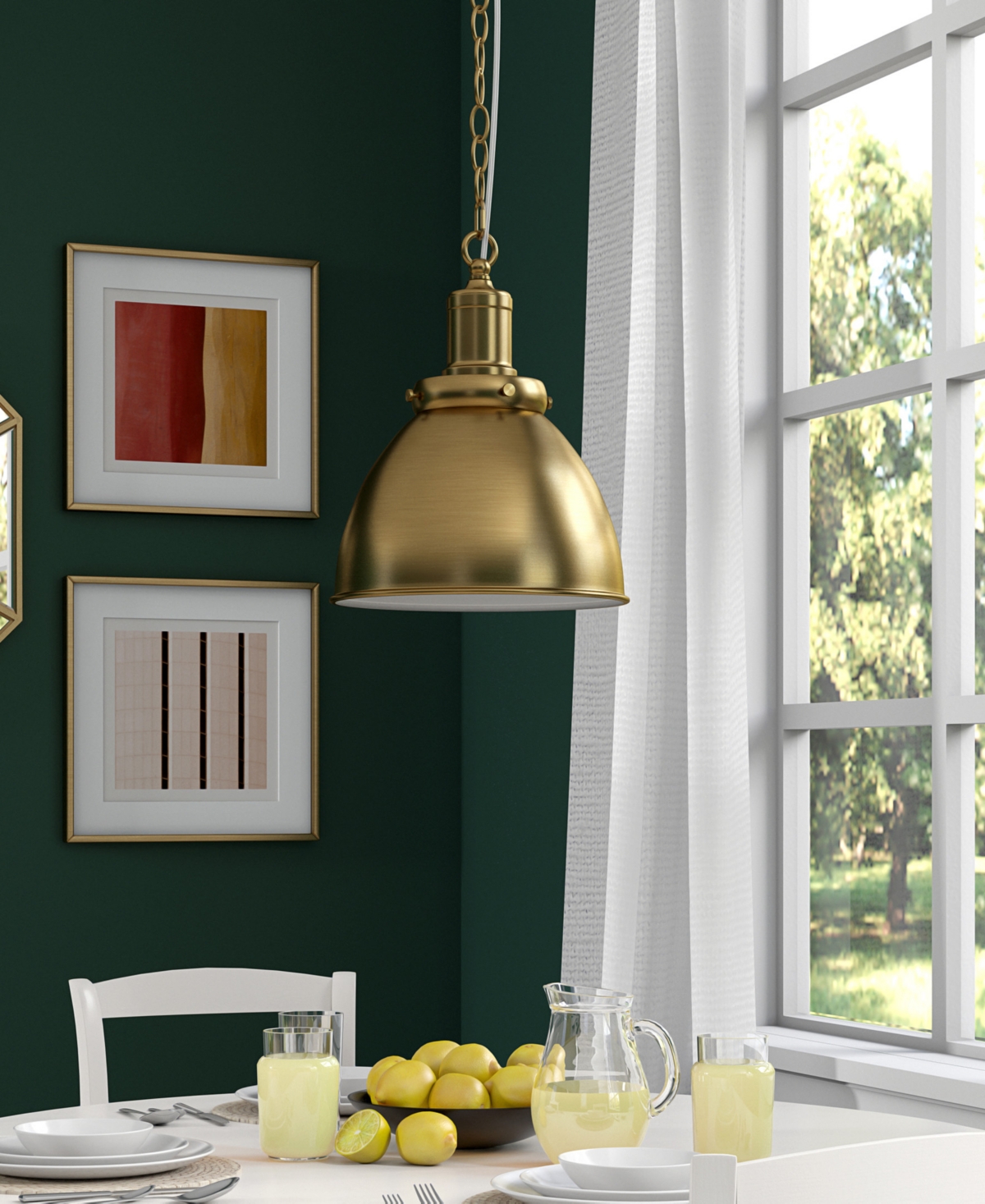 Hudson & Canal Elodie 12" Metal Pendant With Metal Shade In Gold