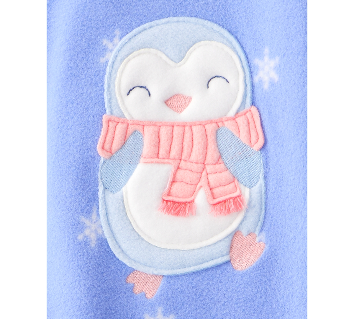 Carter's Baby Girls Snowflake-print Penguin Fleece Loose-fit 1-piece Footed Pajamas In Blue