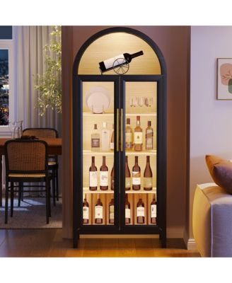 72.8" Glass Door Display Cabinet, 5-Tier with Motion LED