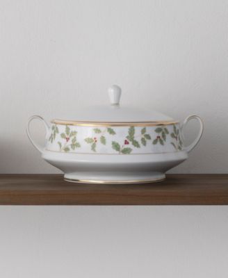 Holly & Berry Gold Covered Vegetable Bowl, 10.25", 48 oz.