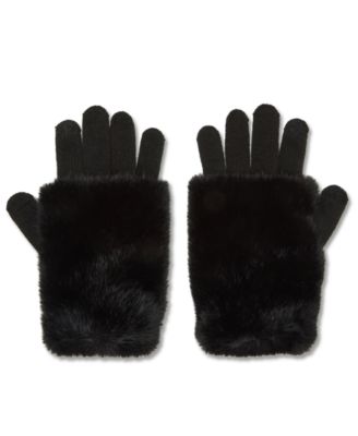 Faux-Fur-Cuff Cozy Knit Gloves