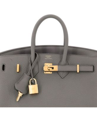 Pre-Owned Hermes Birkin 25 Handbag Grey Togo with Gold Hardware