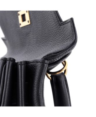 Pre-Owned Hermes Kelly 28 Handbag Black Togo with Gold Hardware