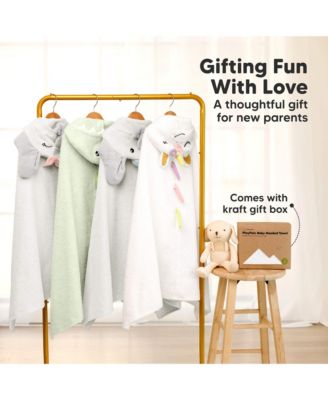 PlayPals Baby Towels with Hood for Girls, Boys, 100% Organic Soft Cotton Hooded Bath Towels for Newborn, Kids