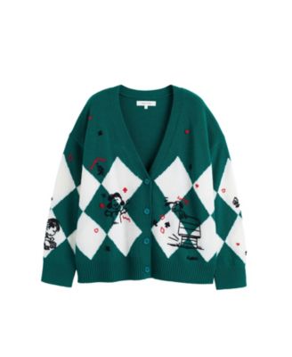 Women's Wool Cashmere Peanuts Poker Cardigan