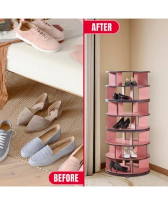 7-Tier Rotating Shoe Rack Organizer with 360° Spinning Lazy Susan Tower for Entryway and Closet