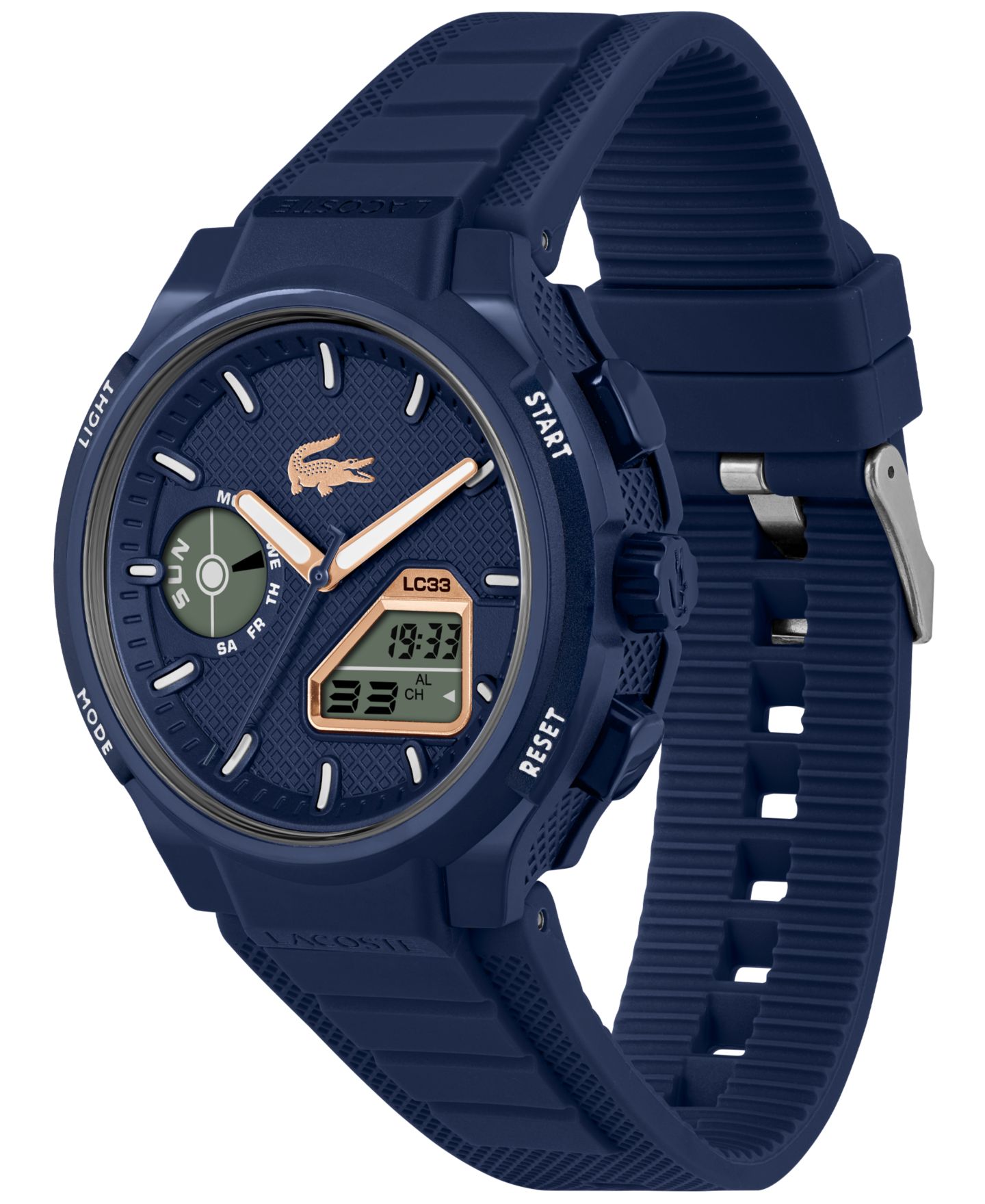Мужские часы Lacoste LC33 Midnight Navy Silicone Strap Watch, 44.8mm — фото 2