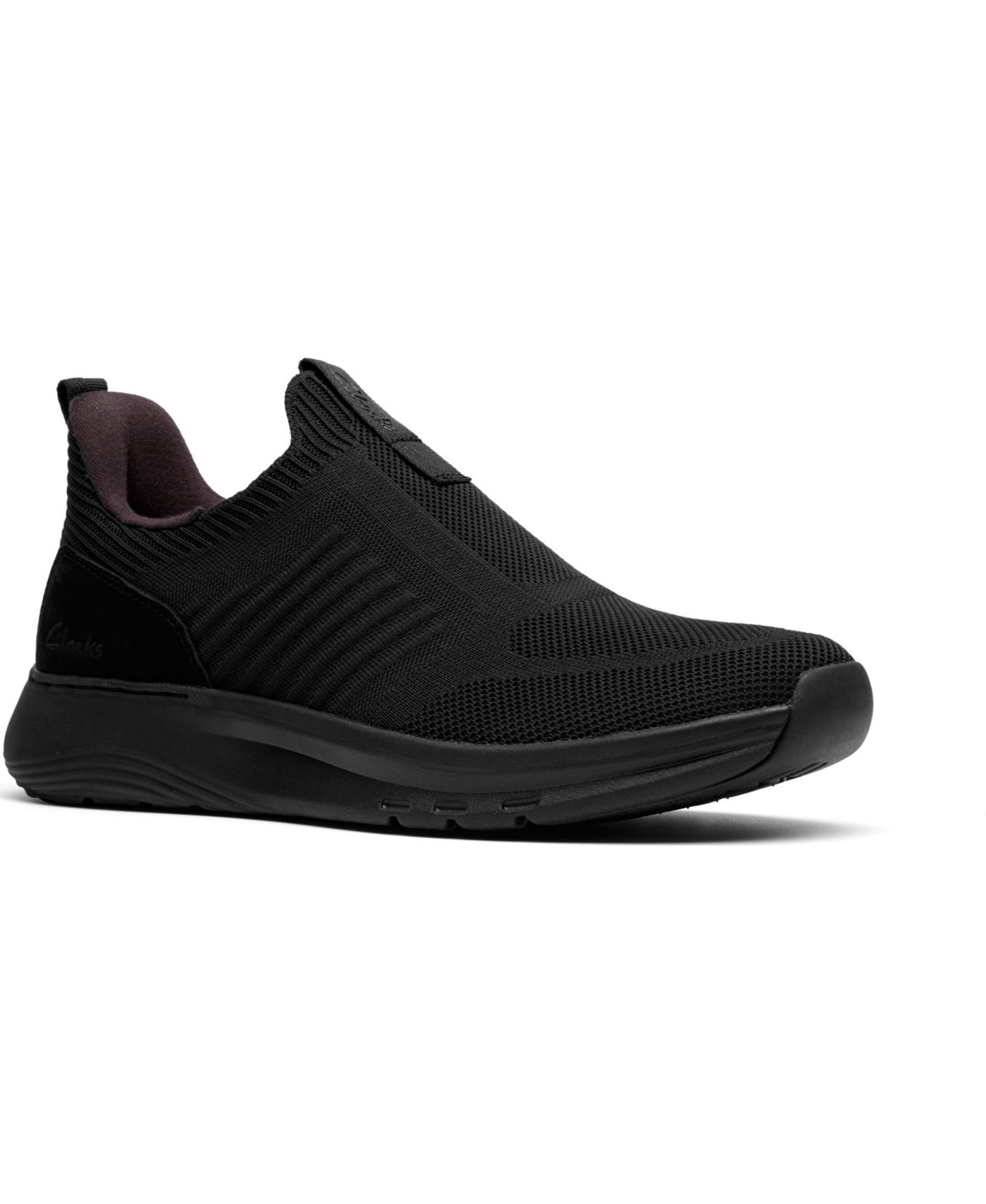 Мужские кроссовки Clarks Motion Trek IN Casual Slip On, цвет: Чёрный вязаный — фото 1