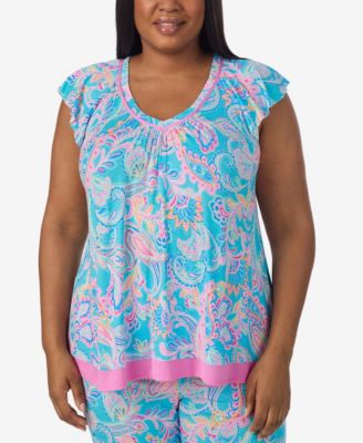 Plus Size Short Sleeve Cropped Pajama Set